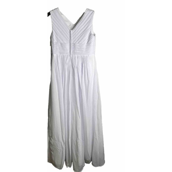 A-Line Pleated Chiffon Floor-Length Junior Girls Dress‎ white- J Size 10. Easter - Picture 8 of 16